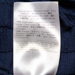 Pre Owned M Missoni Navy Blue Patterned Wool Oversized Boxy Top S