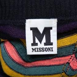 Pre Owned M Missoni Multicolor Chevron Patterned Perforated Knit Long Cardigan S