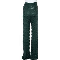 Pre Owned بنطلون أم ميزوني بالازو تريكو نمط أخضر داكن مقاس صغير