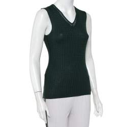 Pre Owned M Missoni Dark Green Patterned Knit Tank Top M
