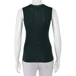 Pre Owned M Missoni Dark Green Patterned Knit Tank Top M