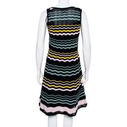 Pre Owned M Missoni Multicolor Wave Patterned Knit Sleeveless Mini Dress L