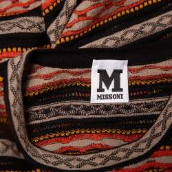 Pre Owned M Missoni Multicolor Patterned Knit Long Sleeve Sheer Top & Leggings M