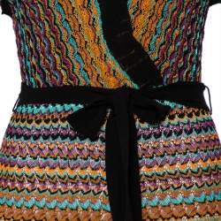 مملوكة مسبقًا فستان أم ميزوني فو ميني تريكو منقوش متعدد الألوان ملتف بحزام مقاس صغير - سمول 