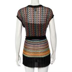 مملوكة مسبقًا فستان أم ميزوني فو ميني تريكو منقوش متعدد الألوان ملتف بحزام مقاس صغير - سمول 