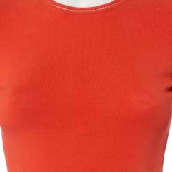 Pre Owned M Missoni Orange Knit Long Sleeve Roundneck T-Shirt M