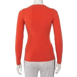 Pre Owned M Missoni Orange Knit Long Sleeve Roundneck T-Shirt M