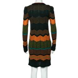 Pre Owned M Missoni Green & Orange Dot Patterned Knit Dress M