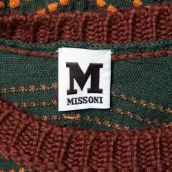 Pre Owned M Missoni Green & Orange Dot Patterned Knit Dress M