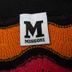 Pre Owned M Missoni Multicolor Patterned Knit Belted Long Cardigan M