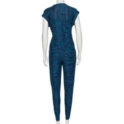 Pre Owned M Missoni Blue Lurex Knit Cap Sleeve Jumpsuit S