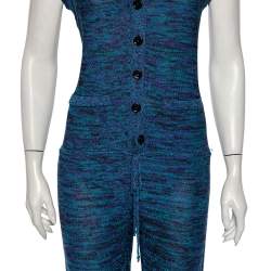 Pre Owned M Missoni Blue Lurex Knit Cap Sleeve Jumpsuit S