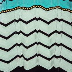 Pre Owned M Missoni Green Zig Zag Knit Flared Top M