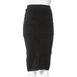 Pre Owned M Missoni Black Textured Knit Pencil Skirt S