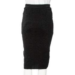 Pre Owned M Missoni Black Textured Knit Pencil Skirt S