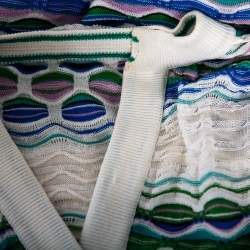 مملوكة مسبقًا M Missoni Multicolored Perforated Knit Short Sleeve Top M 