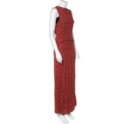 مملوكة مسبقًا M Missoni Metallic Patterned Lurex Knit Sleeveless Maxi Dress M