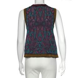 Pre Owned توب أم ميزوني بلا أكمام تريكو تجريدي وزهور متعدد الألوان مقاس متوسط