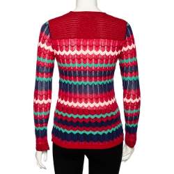 Pre Owned توب أم ميزوني كم طويل تفاصيل قصة لوركس تريكو أحمر مقاس متوسط