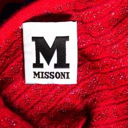 M Missoni Red Knit Lurex Panel Detailed Long Sleeve Top M