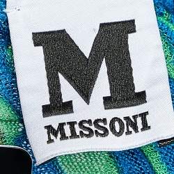 M Missoni Blue Patterned Dobby Knit Button Front Cardigan M