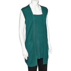 Pre Owned M Missoni Green Merino Wool & Angora Knit Sleeveless Sweater M