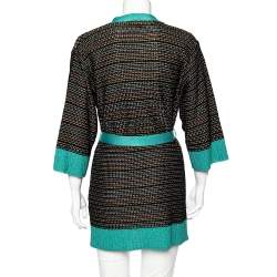 Pre Owned M Missoni Black Textured Knit Belted Cardigan M