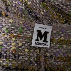 M Missoni Multicolored Lurex Knit Pleated Hem Detailed Jacket S