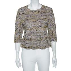 M Missoni Multicolored Lurex Knit Pleated Hem Detailed Jacket S