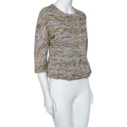 M Missoni Multicolored Lurex Knit Pleated Hem Detailed Jacket S