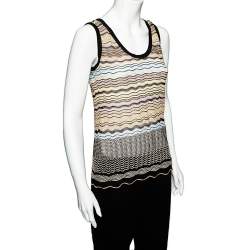 Pre Owned M Missoni Multicolor Wave Pattern Knit Tank Top M