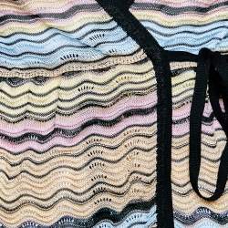 Pre Owned M Missoni Multicolor Wave Pattern Knit Wrap Cardigan M