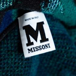 M Missoni Green Jacquard Knit Double Breasted Cape S