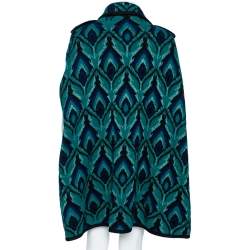 M Missoni Green Jacquard Knit Double Breasted Cape S