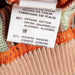 Pre Owned M Missoni Multicolored Crochet Knit Lurex Detail Ruffle Trimmed Button Front Top M