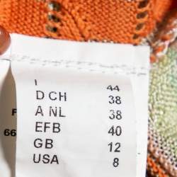 Pre Owned M Missoni Multicolored Crochet Knit Lurex Detail Ruffle Trimmed Button Front Top M