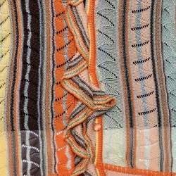 Pre Owned M Missoni Multicolored Crochet Knit Lurex Detail Ruffle Trimmed Button Front Top M