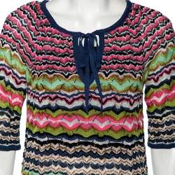 Pre Owned M Missoni Multicolor Perforated Knit Top M
