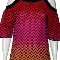 M Missoni Multicolor Textured Knit Cold Shoulder Top M