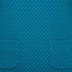 مملوكة مسبقًا M Missoni Blue Textured Knit Pocket Detailed Short A-Line Dress S