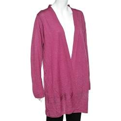 Pre Owned كارديغان إم ميزوني تريكو منقوش بنفسجي بمقدمة مفتوحة مقاس كبير جدًا - إكس لارج