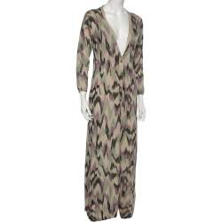 Pre Owned كارديغان إم ميزوني تريكو متعدد الألوان بأزرار أمامية طويلة مقاس متوسط - ميديون