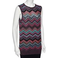 M Missoni Multicolored Perforated Knit Sleeveless Top XL