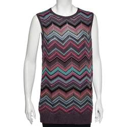 M Missoni Multicolored Perforated Knit Sleeveless Top XL