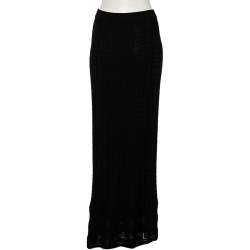 Pre Owned M Missoni Black Wool Knit Maxi Skirt M
