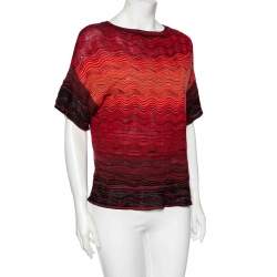 Pre Owned بلوزة إم ميزوني تريكو بنقشة مموجة متعدد الألوان بنمط واسع مقاس صغير - سمول