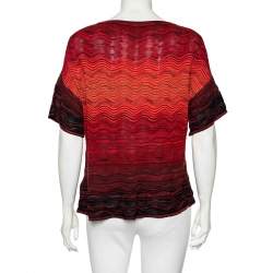 Pre Owned بلوزة إم ميزوني تريكو بنقشة مموجة متعدد الألوان بنمط واسع مقاس صغير - سمول
