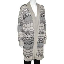 مملوكة مسبقًا كارديجان إم ميزوني تريكو رصاصي طويل مقاس متوسط - ميديوم