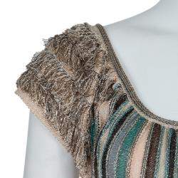 Pre Owned M Missoni Multicolor Lurex Knit Fringed Sleeve Dress S