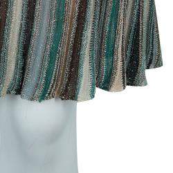 Pre Owned M Missoni Multicolor Lurex Knit Fringed Sleeve Dress S